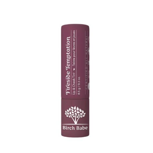 Fireside Temptation Lip & Cheek Tint in deep burgundy matte, creamy, hydrating formula, natural ingredients, smooth