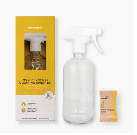 Nature Bee Clean Lemon multi-purpose spray kit with reusable tablets, all-surface cleaner, Canadian brand, compact design