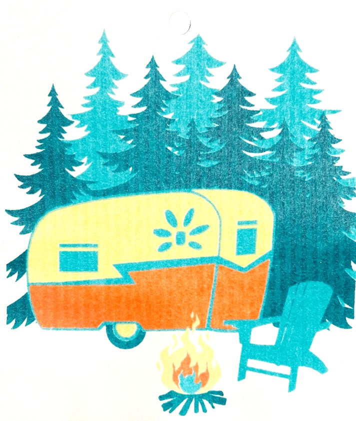 Going camping Kattinatt Swedish dishcloth reusable eco sponge cloth cellulose cotton camper forest campfire design sustainable cleaning Canada