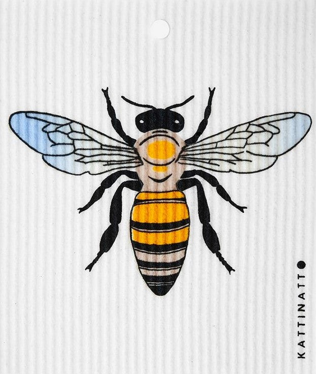 Honey bee Kattinatt Swedish dishcloth reusable eco sponge cloth cellulose cotton bee design sustainable cleaning Canada