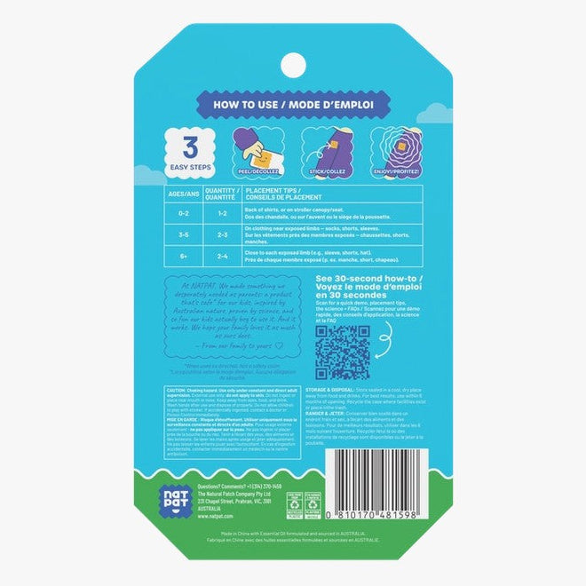 How to use BUZZPATCH mosquito repellent stickers for kids placement guide by age