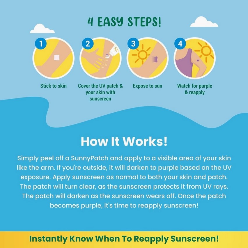Close-up of NATPAT UV Sensing Sticker showing textured surface with black and white color indicators for UV exposure