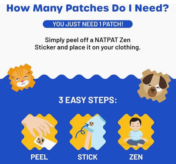 Close-up of ZenPatch calming stickers with textured matte surface and colorful printed design on a white background