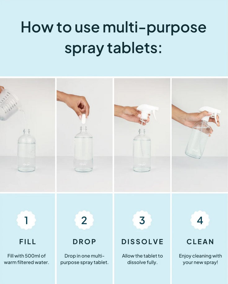 Close-up of the lemon sage scent label on the textured surface of the cleaning tablet packet, highlighting eco-friendly