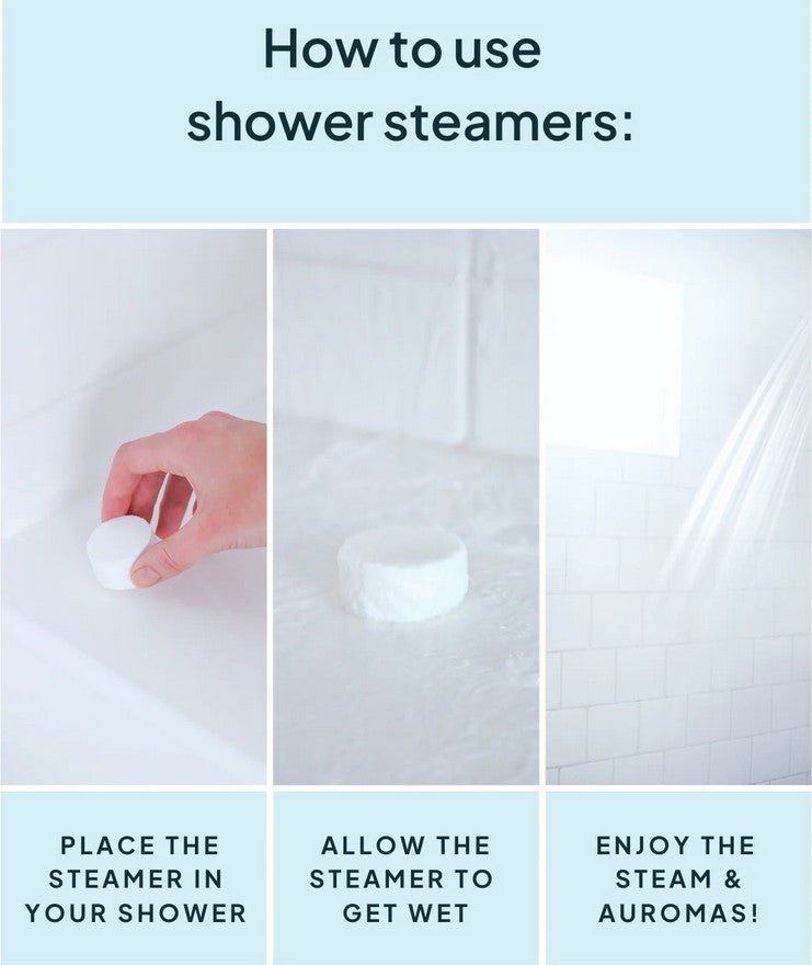 Close-up of crushed eucalyptus and mint ingredients inside the hand-crafted shower steamer, highlighting natural botanical