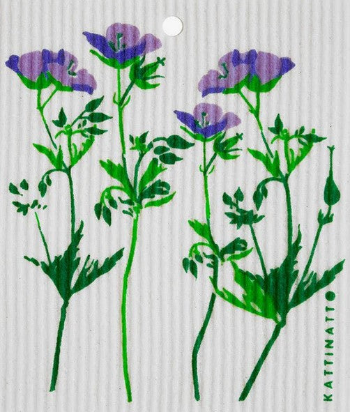 Midsummer blossom Kattinatt Swedish dishcloth reusable eco sponge cloth cellulose cotton purple floral botanical sustainable cleaning Canada