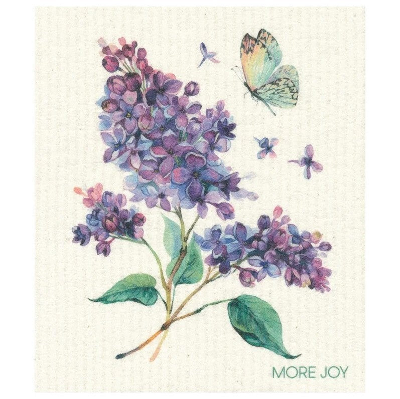 more joy swedish dishcloth lilac floral design butterfly