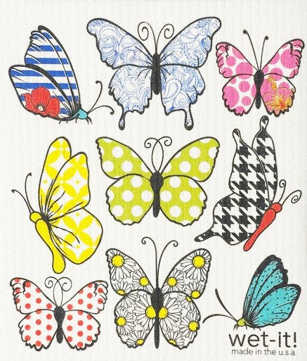 Lovely butterflies Wet-It Swedish dishcloth eco friendly reusable sponge cloth colorful butterfly pattern kitchen cleaning cloth