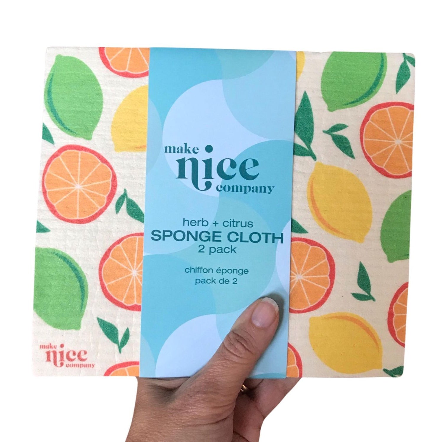 Make Nice Company Swedish dish cloth set with herb and citrus prints, woven cotton texture, 6 ½ x 8 inches, free ship