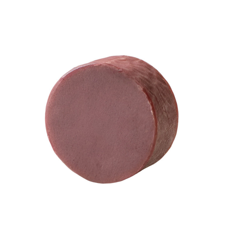 Close-up of a Rustic Leaf Shave Soap Bar showing textured natural leaf imprint and earthy caramel brown color detail from