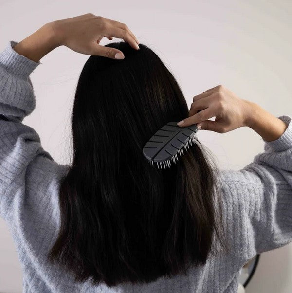 Myni Wheat Straw Hair Brush with natural black bristles, ergonomic handle, lightweight, zero waste design for gentle hair