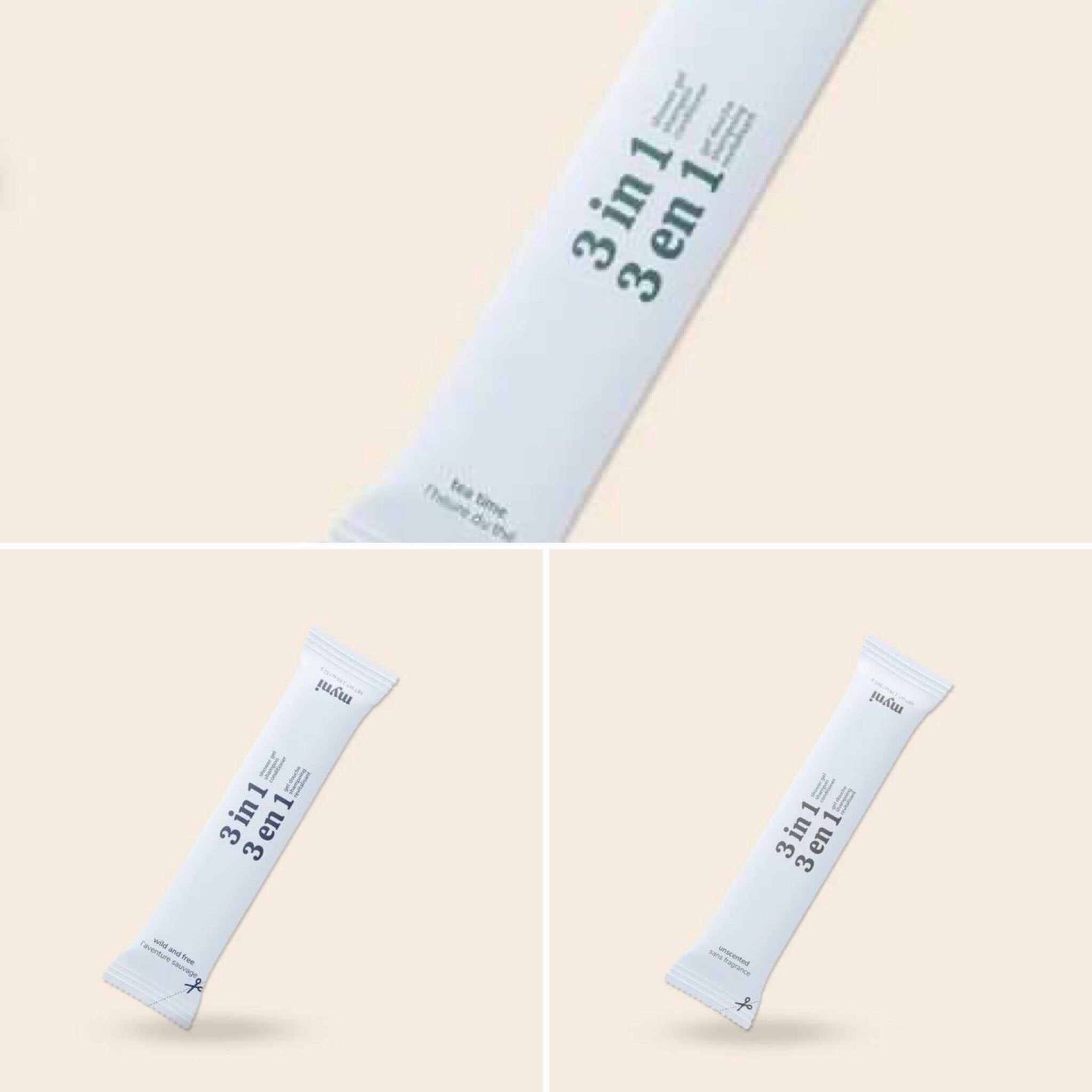 Myni 3-in-1 powder gel for hair and body, fragrance-free, Canadian-made, personal care product with natural ingredients