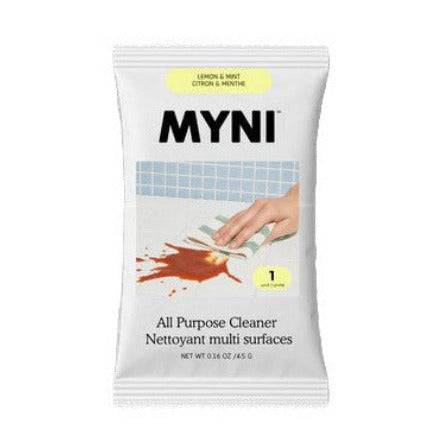 Myni All Purpose Cleaner Tablet Lemon and Mint eco-friendly zero-waste cleaning packet with citrus fresh scent