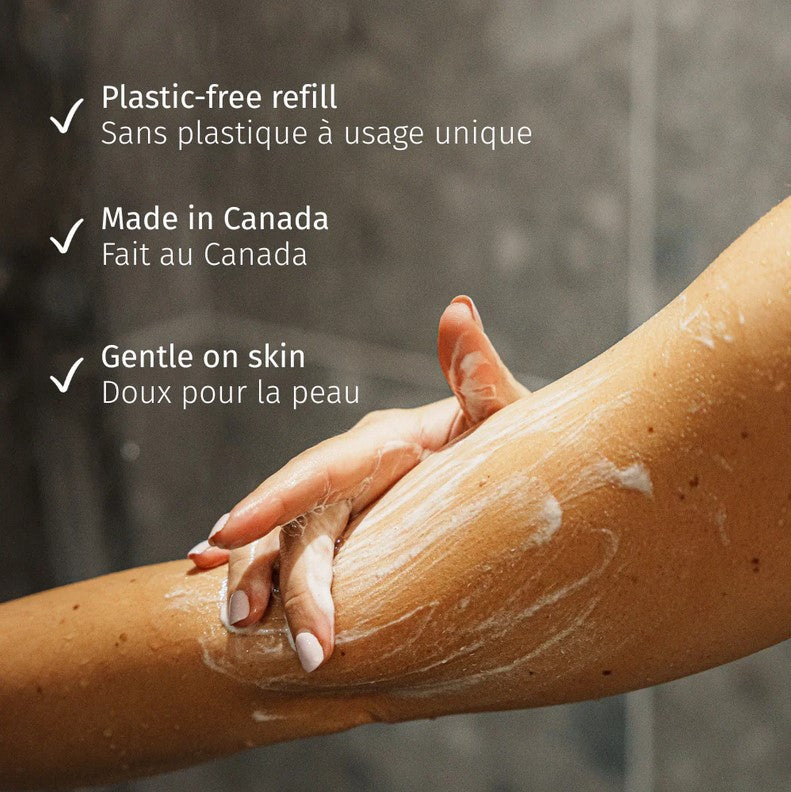 Plastic free MYNI powder to gel shower body wash gentle on skin