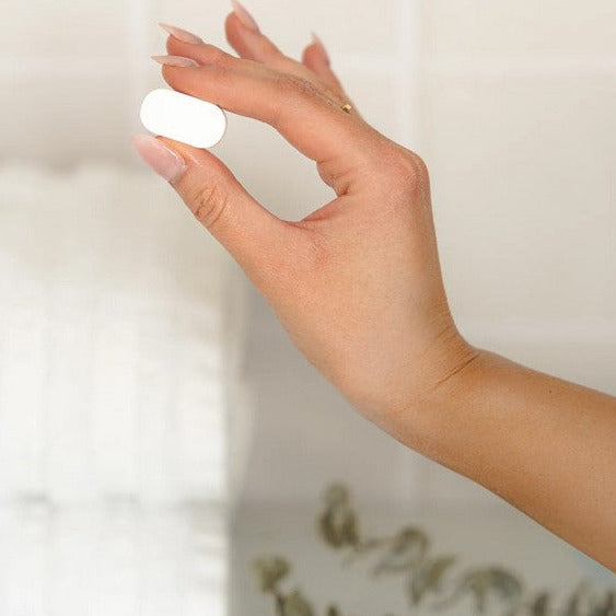 Close-up of Myni All Purpose Cleaner Tablets packaging highlighting the clear label and compact foil wrapping