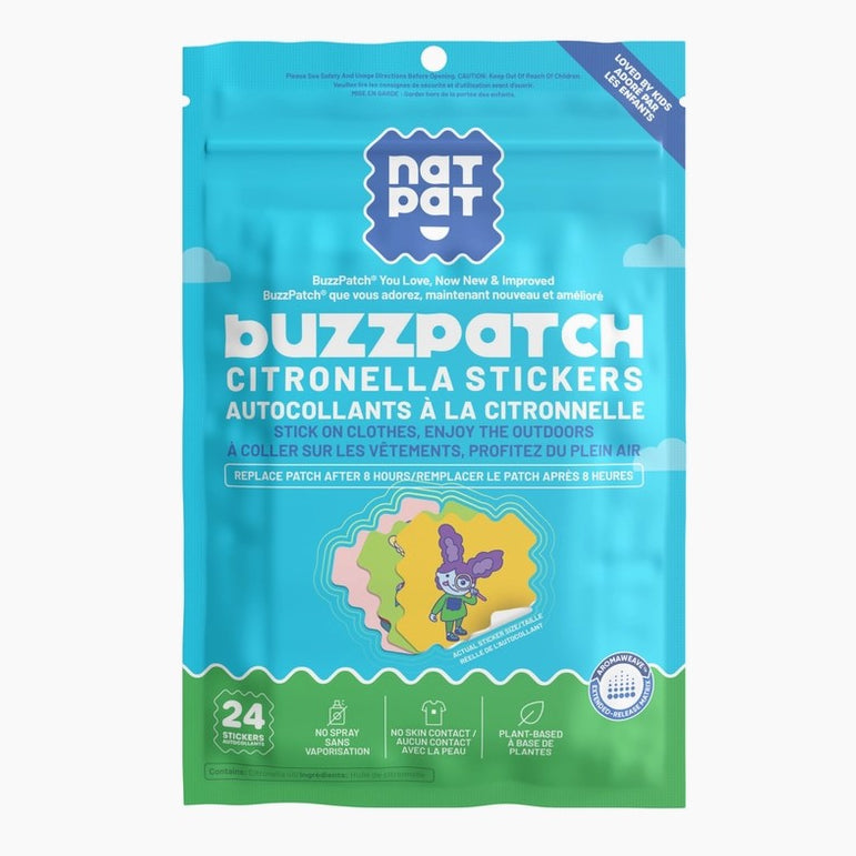 BUZZPATCH mosquito repellent sticker refill pouch with 24 natural citronella stickers for kids