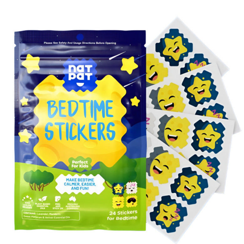 NATPAT bedtime sleep promoting stickers with chemical-free designs, colorful kids' sleep aid patches for nursery or bedroom