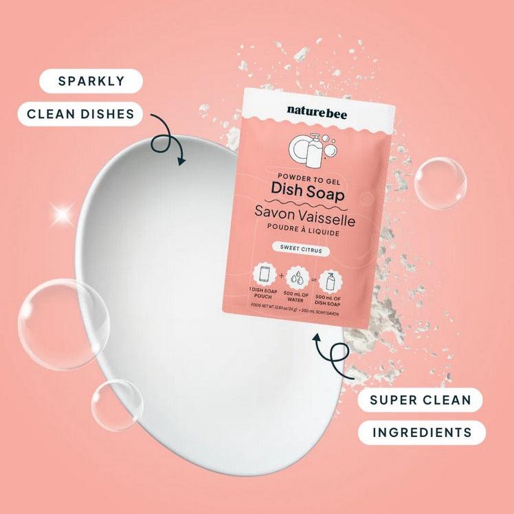 Close-up of powder-to-gel transition showing bright orange citrus scent on textured soap surface with subtle sparkle finish