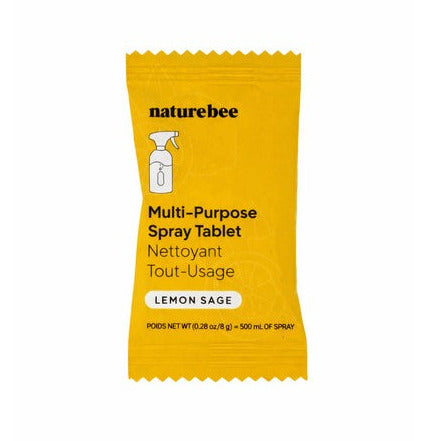 Nature Bee Lemon Sage multi-purpose cleaning tablets in transparent plastic container for household cleaning