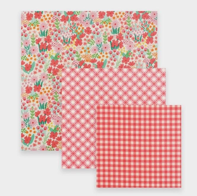 Pink beeswax food wraps set with organic cotton and natural beeswax, designed for sustainable food storage by Nature Bee