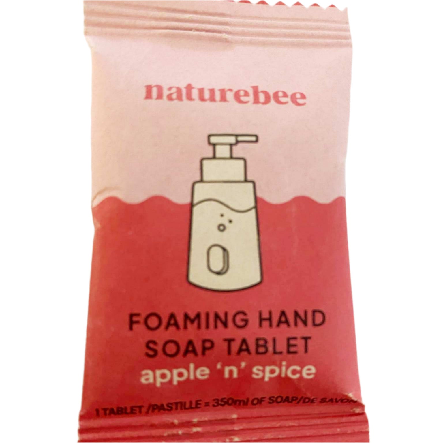 Nature Bee Clean Apple N Spice foaming hand soap tablet in biodegradable packaging, 4 oz, for kitchen and bathroom use