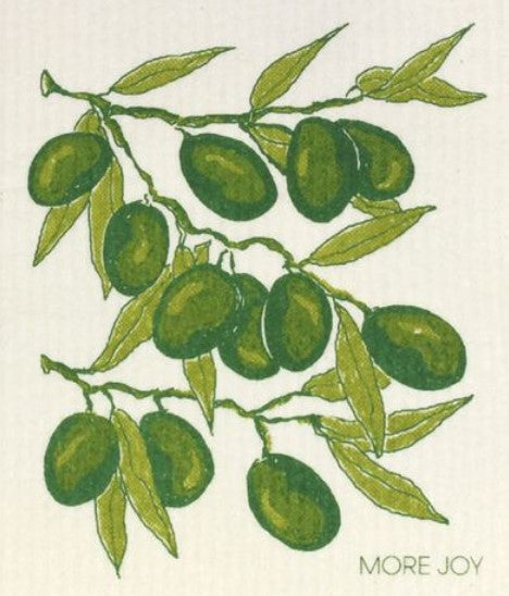 Olive More Joy Swedish biodegradable dishcloth, cellulose and cotton, textured green surface, 10x8 inches, eco-friendly