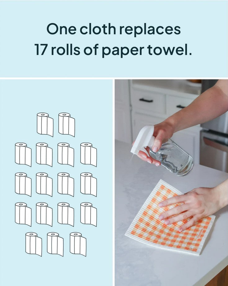 Close-up of the textured surface and vibrant orange hue of the Bee Sponge Cloth, highlighting its absorbent, eco-friendly