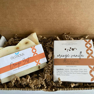 Orange Zest Soap and Orange Vanilla Bath Bomb Gift Set