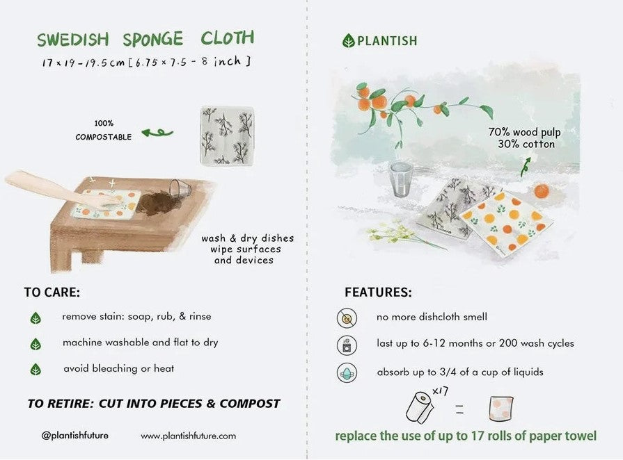 Plantish Elements of Nature Swedish Cloth Set | Eco Cleaning
