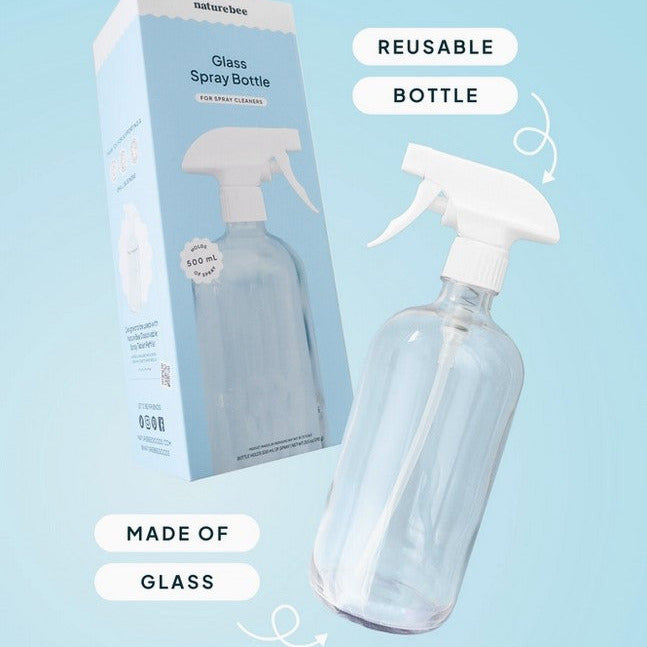 Simply Natural Canada – Nature Bee Reusable Glass Spray Bottle – Low-Waste Cleaning Bottle for Dissolvable Spray Tablets