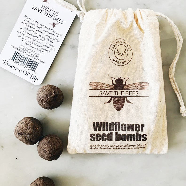 SNC save the bees wildflower seed bombs cotton pouch Canadian eco gift