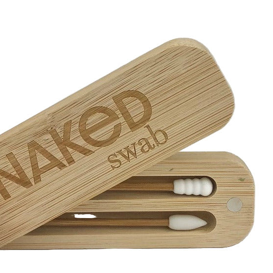 Naked Swab reusable bamboo case with two silicone swabs – eco-friendly zero waste alternative to cotton swabs