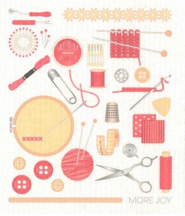 MORE JOY Swedish Dishcloth made of biodegradable cellulose and cotton, 6x8 inches, textured white and yellow cleaning cloth