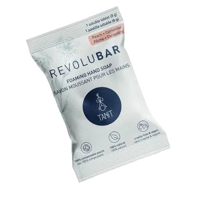 Revolubar Peach Coriander Foaming Hand Soap Tablets plastic-free refill pack made in Canada