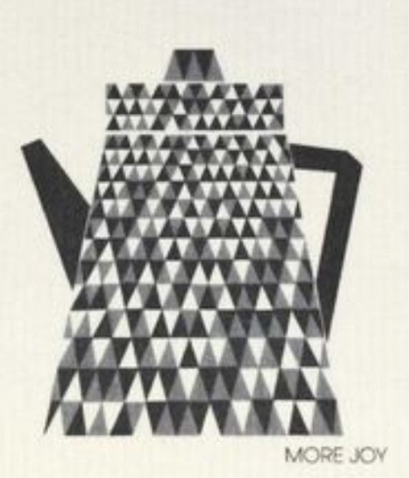 Black and grey Swedish Dishcloth with teapot design, biodegradable cellulose and cotton cleaning cloth from MORE JOY