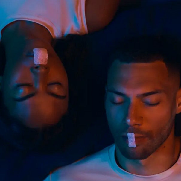 Close-up of the Deep Sleep Mouth Tape's textured adhesive surface and clear, peel-away backing for easy application.