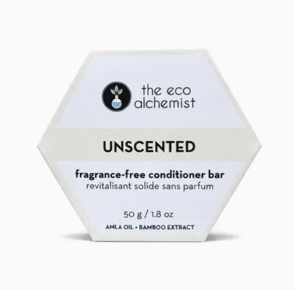 The Eco Alchemist fragrance-free conditioner bar with amla oil and bamboo extract