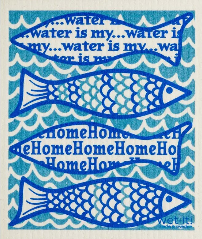 Wet It! Cloth Swedish dishcloth in vibrant blue, 6x8 inches, textured cellulose and cotton material for kitchen cleaning