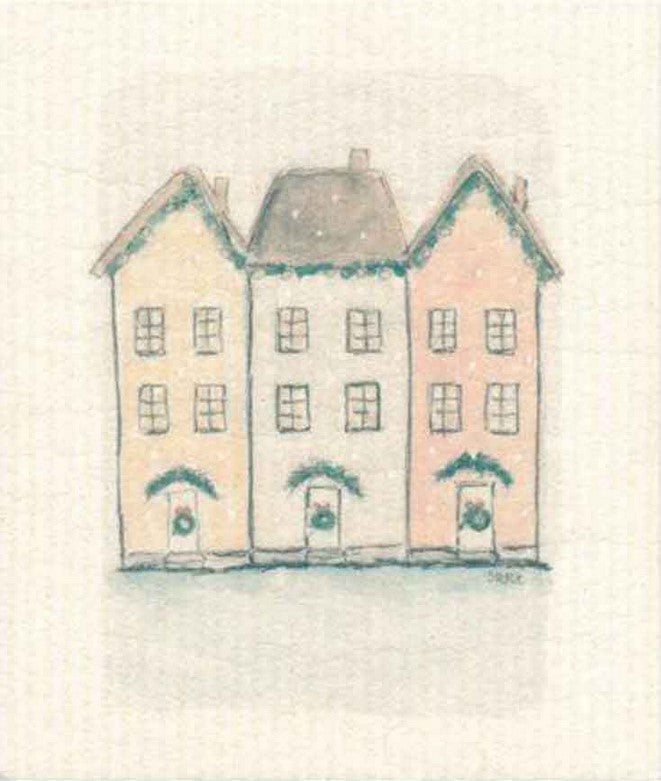 Winter Town More Joy Swedish biodegradable cellulose and cotton dishcloth with textured surface for cleaning and absorbing