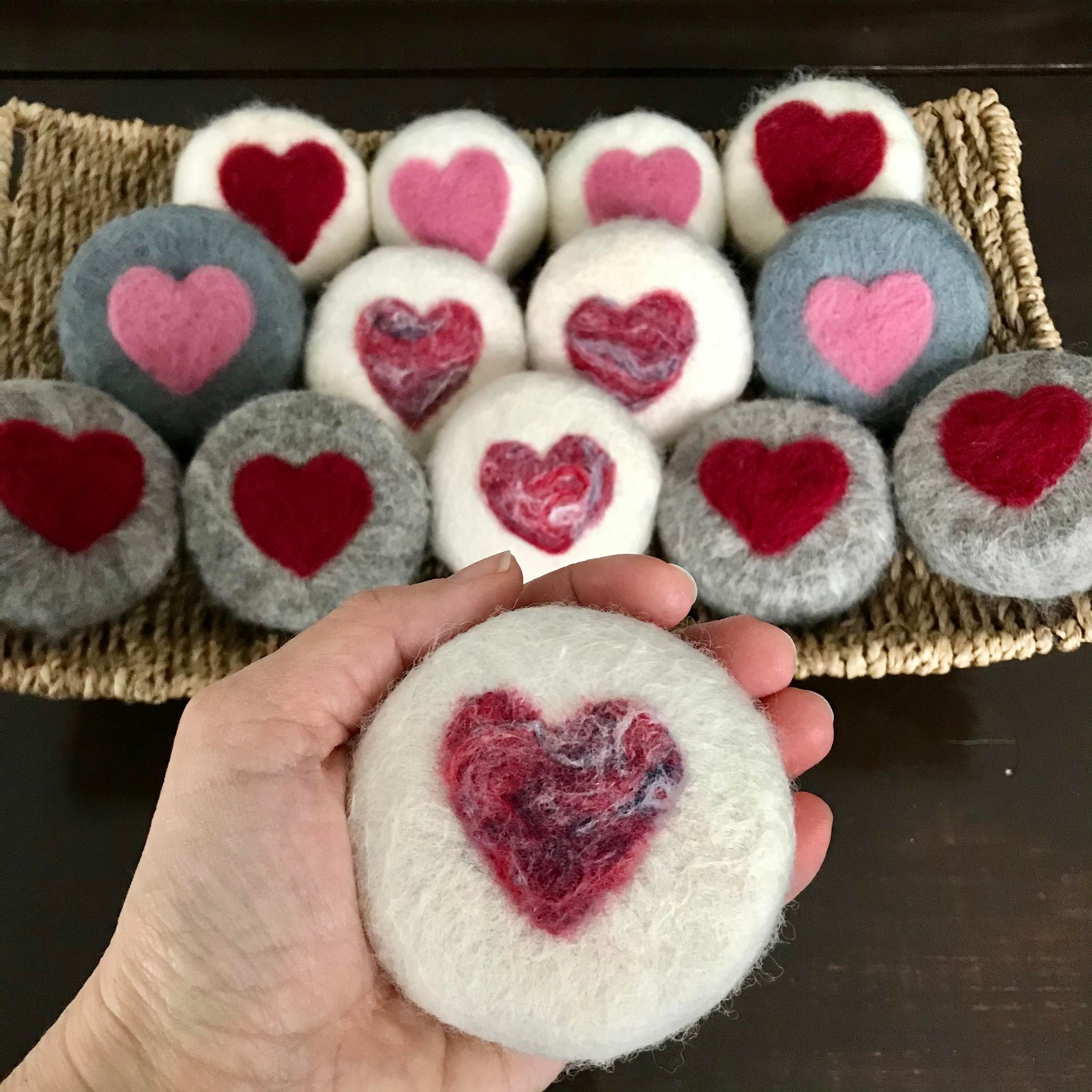 Felted soap with layered floral wool in soft pastel shades, crafted by Simply Natural Canada in felted artisan style