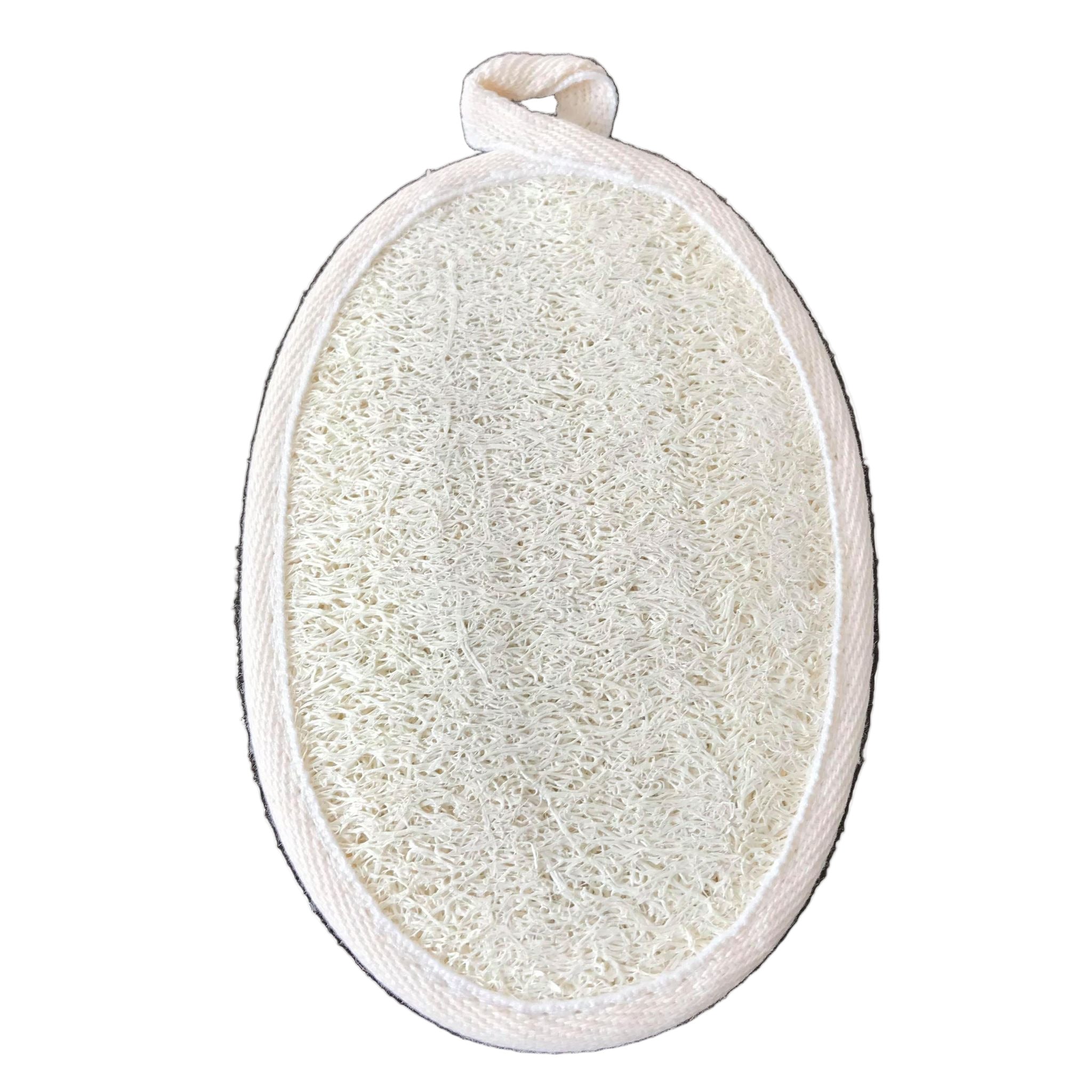 Plantish loofah shower pad with natural beige cellulose fibers, textured surface, 6x4 inches, designed for gentle