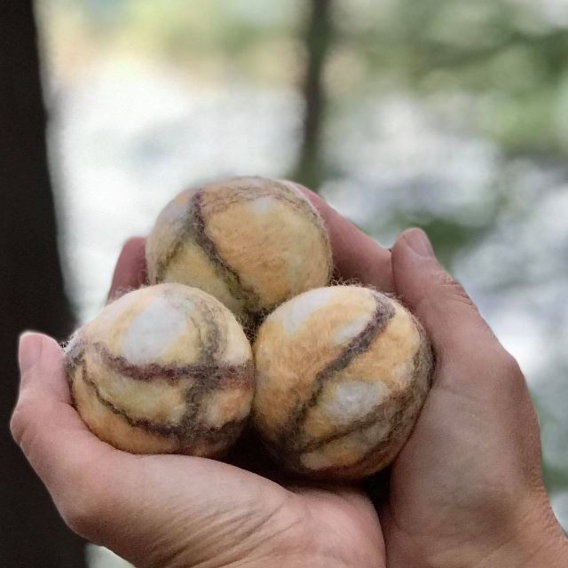 SNC cedarwood felted soap juggling balls set of three handmade in Canada