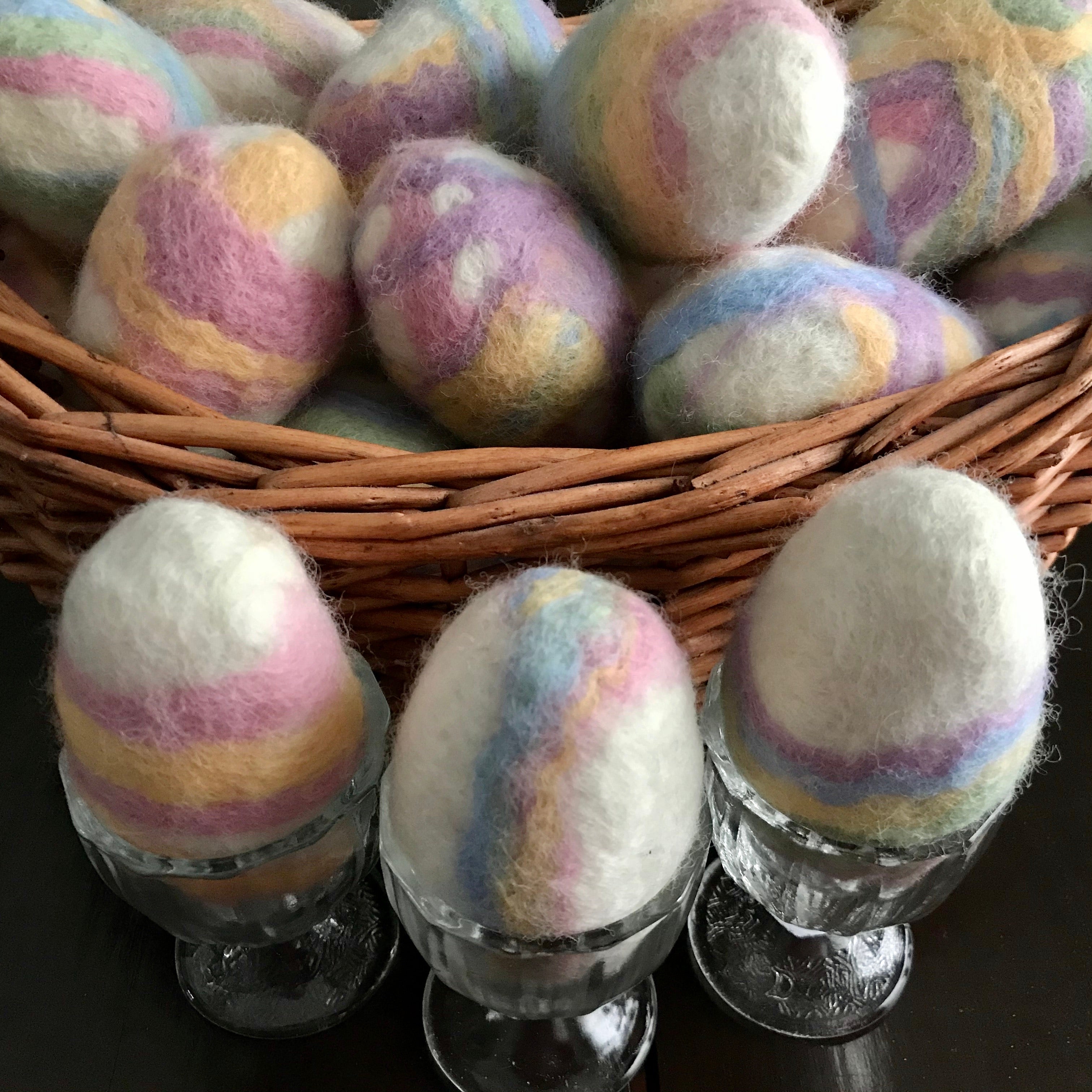 Easter Egg Felted Soap by Simply Natural Canada featuring hand-felted wool in pastel colors with essential oils, natural and