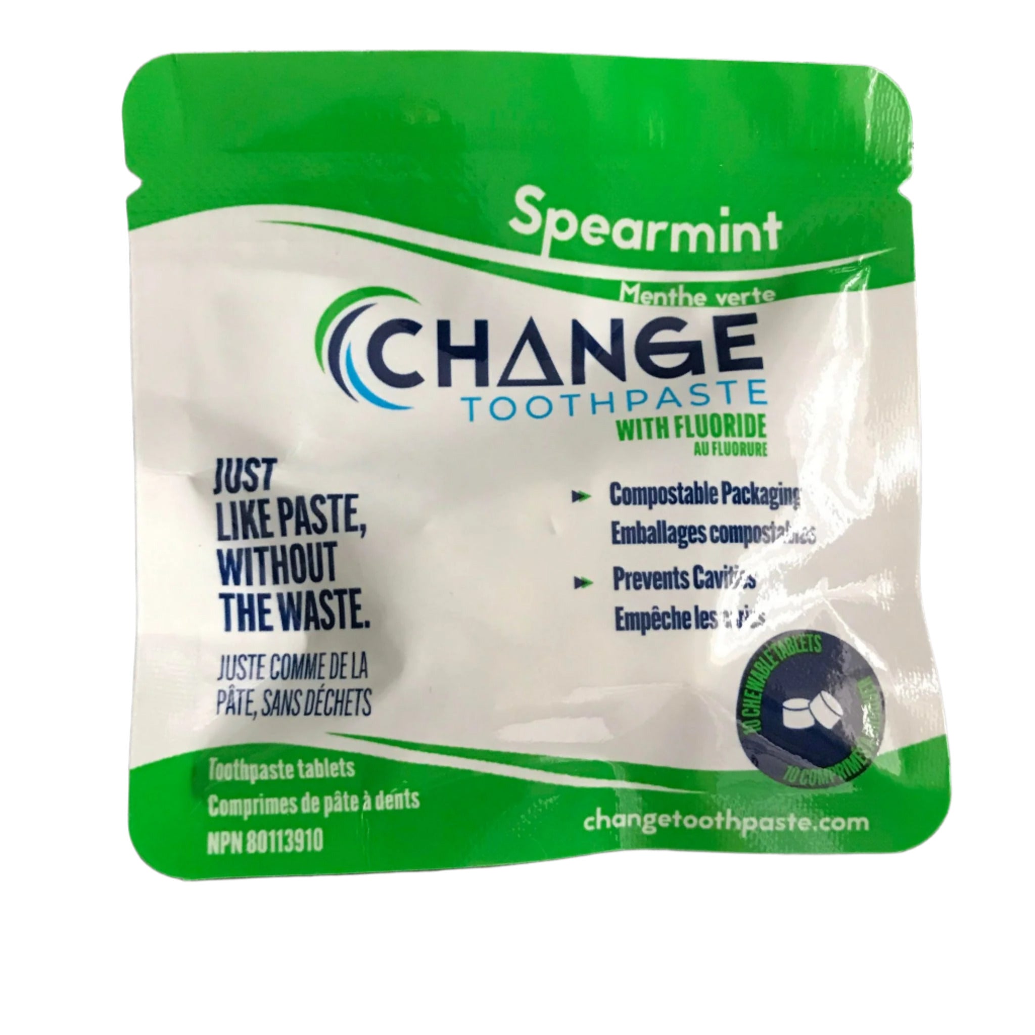 Change Toothpaste Tablets – Spearmint Fluoride | Plastic-Free
