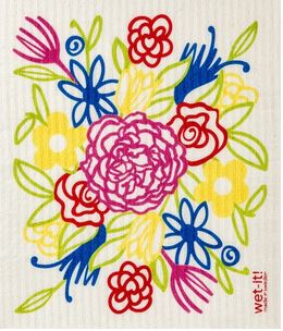 Close-up of textured Swedish Cloth with vibrant blue and white stripes, highlighting its absorbent cellulose material and